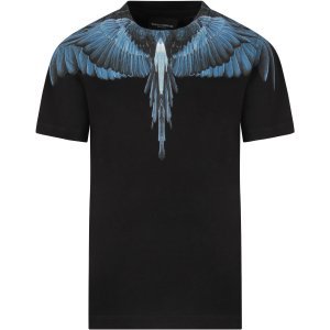 Marcelo Burlon Black Boy T-shirt With Light Blue Iconic Wings