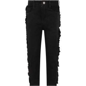 Molo Black Girl Jeans With Ruffle