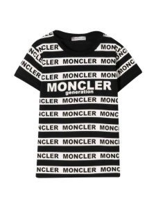 Moncler Black And White T-shirt With Logo Bands