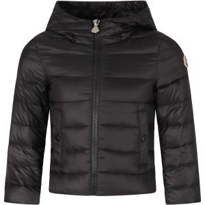Moncler Black Girl Jacket With Iconic Patch