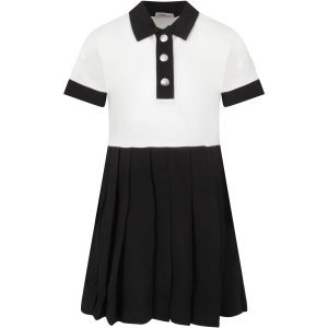 Moncler Ivory And Black Girl Dress With Iconic Patch
