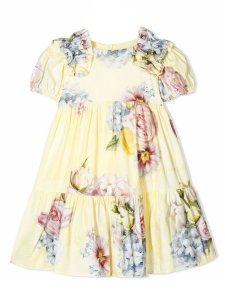 Monnalisa Light Yellow Cotton Dress
