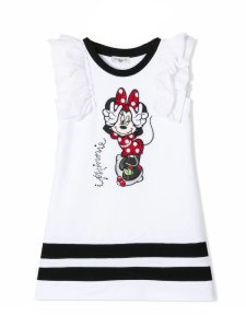 Monnalisa White Minnie Mouse Dress
