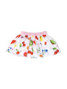 Monnalisa White Skirt With Multicolor Press