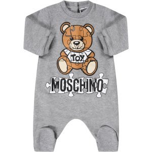 Moschino Grey Babygrow With Teddy Bear For Babykids
