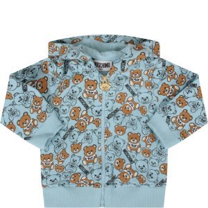 Moschino Light Blue Babyboy Sweatshirt With Teddy Bears