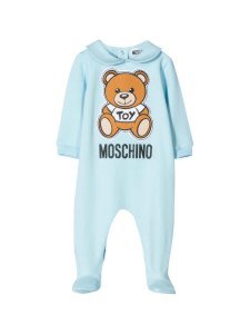 Moschino Light Blue Romper With Frontal Press