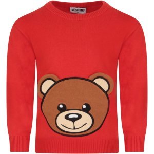 Moschino Red Kids Sweater With Teddy Bear