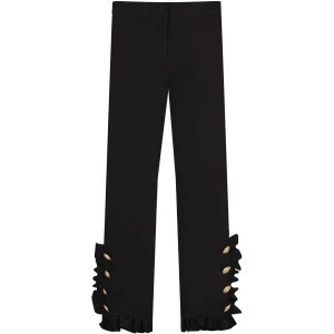 MSGM Black Frilled Girl Pants With Buttons