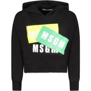 MSGM Black Girl Sweatshirt With White Logos