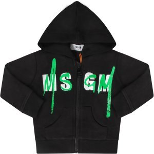 MSGM Black Sweathsirt With Logo For Baby Boy