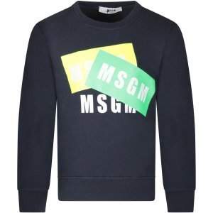 MSGM Blue Kids Sweatshirt With White Logo