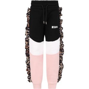 MSGM Color Block Sweatpant For Girl With Logo