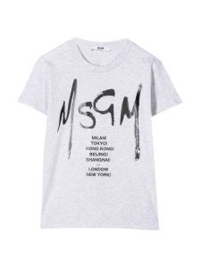 MSGM Grey T-shirt With Logo