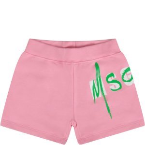 MSGM Pink Babygirl Short With Double Logo