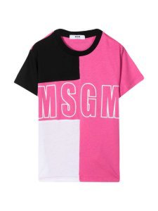 MSGM Pink Color-block T-shirt Teen