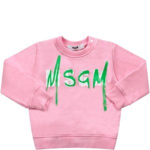 MSGM Pink Sweatshirt With Logo For Baby Girl
