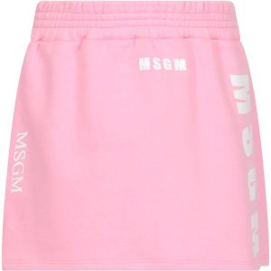 MSGM Pink Sweatskirt With White And Purple Logos