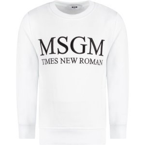 MSGM White Boy Sweatshirt msgm Times New Roman Logo