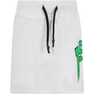 MSGM White Girl Skirt With Neon Green Logo