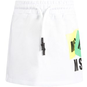 MSGM White Skirt With Logos For Girl