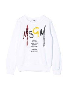 MSGM White Sweatshirt With Frontal Press