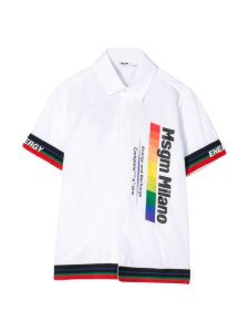 MSGM White Teen Shirt With Multicolor Press