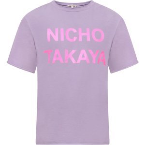 Natasha Zinko Lilac Girl T-shirt With Neon Pink Print