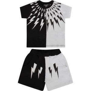 Neil Barrett Black And White Babyboy Suit With Iconic Bolt