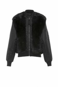 Nick Wooster Unisex Black Nylon Bomber With Shearling