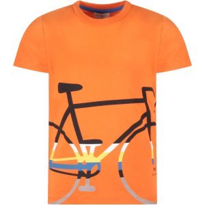 Paul Smith Junior Orange Boy T-shirt With Colorful Bike