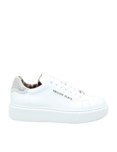 Philipp Plein Sneaker Lo-top In Leather With Crystal Inserts