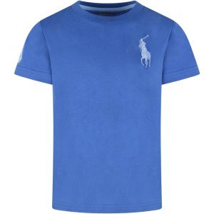 Ralph Lauren Azure Boy T-shirt With Light Blue Iconic Pony