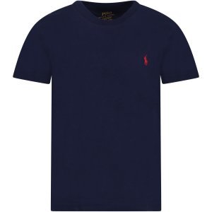 Ralph Lauren Blue Boy T-shirt With Red Pony Logo