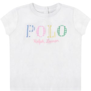 Ralph Lauren White Babygirl T-shirt With Colorful Logo