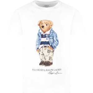Ralph Lauren White Kids T-shirt With Iconic Teddy Bear