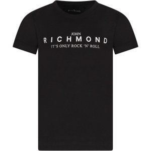 Richmond Black Kids T-shirt With White Logo