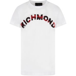 Richmond White Girl T-shirt With Sequined Logo