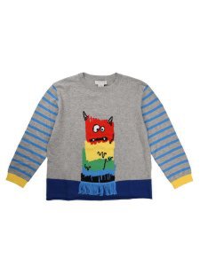 Stella McCartney Crew Neck Sweater Rainbow Monster Gray