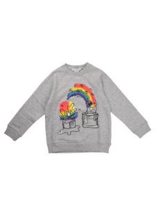 Stella McCartney Crew Neck Sweatshirt Rainbow Paint Monster Gray