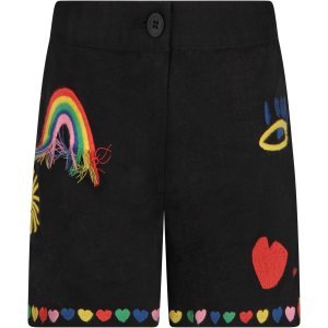 Stella McCartney Kids Black Shorts With Embroideries For Girl