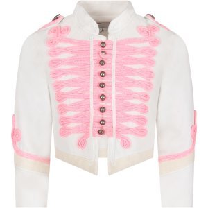 Stella McCartney Kids White Girl Jacket With Pink Details