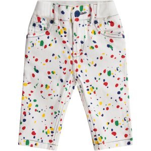 Stella McCartney Kids White Pants With Colorful Spots For Baby Boy