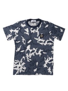Stone Island Blue Camoflage Print Short Sleeve T Shirt