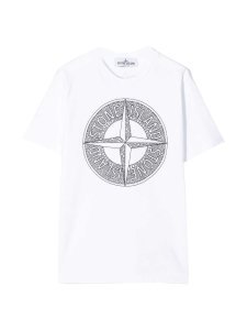 Stone Island Junior White T-shirt With Frontal Press