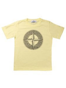 Stone Island Short Sleeve T Shirt With Lemon Yellow Logo