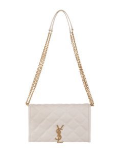 Vintage White-gold Rumble Quilted Becky Wallet With Chain