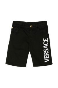 Young Versace Printed Denim Shorts