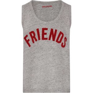 Zadig & Voltaire Grey Girl Tank Top With Red Writing
