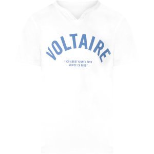 Zadig & Voltaire White Boy T-shirt With Light Blue Logo